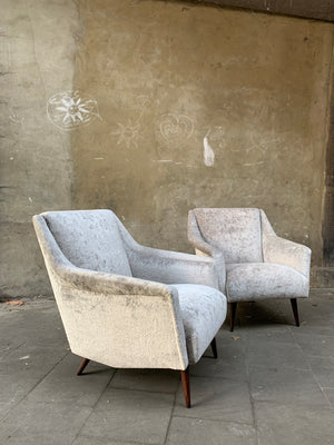 Carlo de Carli Lounge Chairs 1950s upholstered in Fendi Casa Velvet, Pair