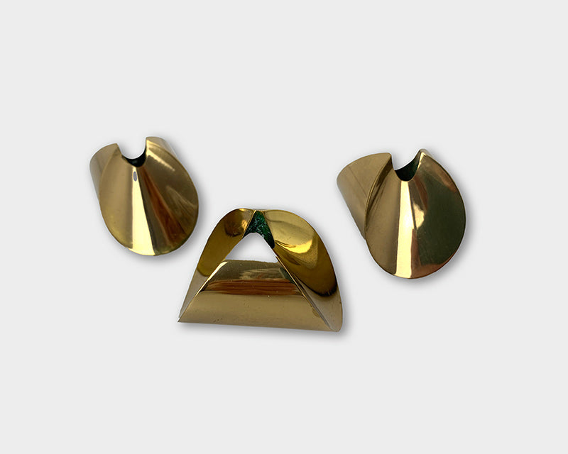 Set of 3 Aniara Candlesticks in Brass, Pierre Forssell Skultuna Sweden 1960