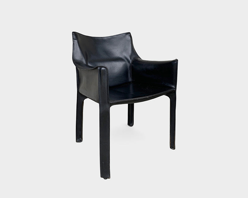 CAB 413 Armchair in Black Leather by Mario Bellini for Cassina, 1980s