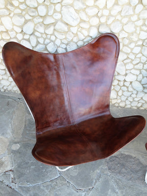 Pair vintage butterfly chairs by Jorge Ferrari Hardoy, disassembly possible, new covers