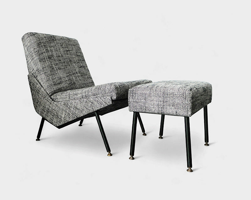 Pierre Guariche Troika slipper chair & ottoman by Airborne, France, 1960s