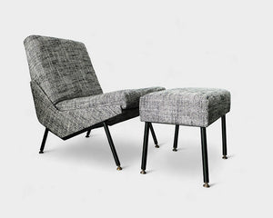 Pierre Guariche Troika slipper chair & ottoman by Airborne, France, 1960s