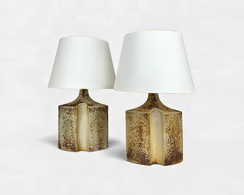 Pair big Danish Soholm Stentøj ceramic table lamps by Haico Nitzsche, stoneware