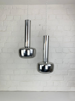 Pair Guldpendel Pendants in Chrome by Vilhelm Lauritzen for Louis Poulsen, 1960s