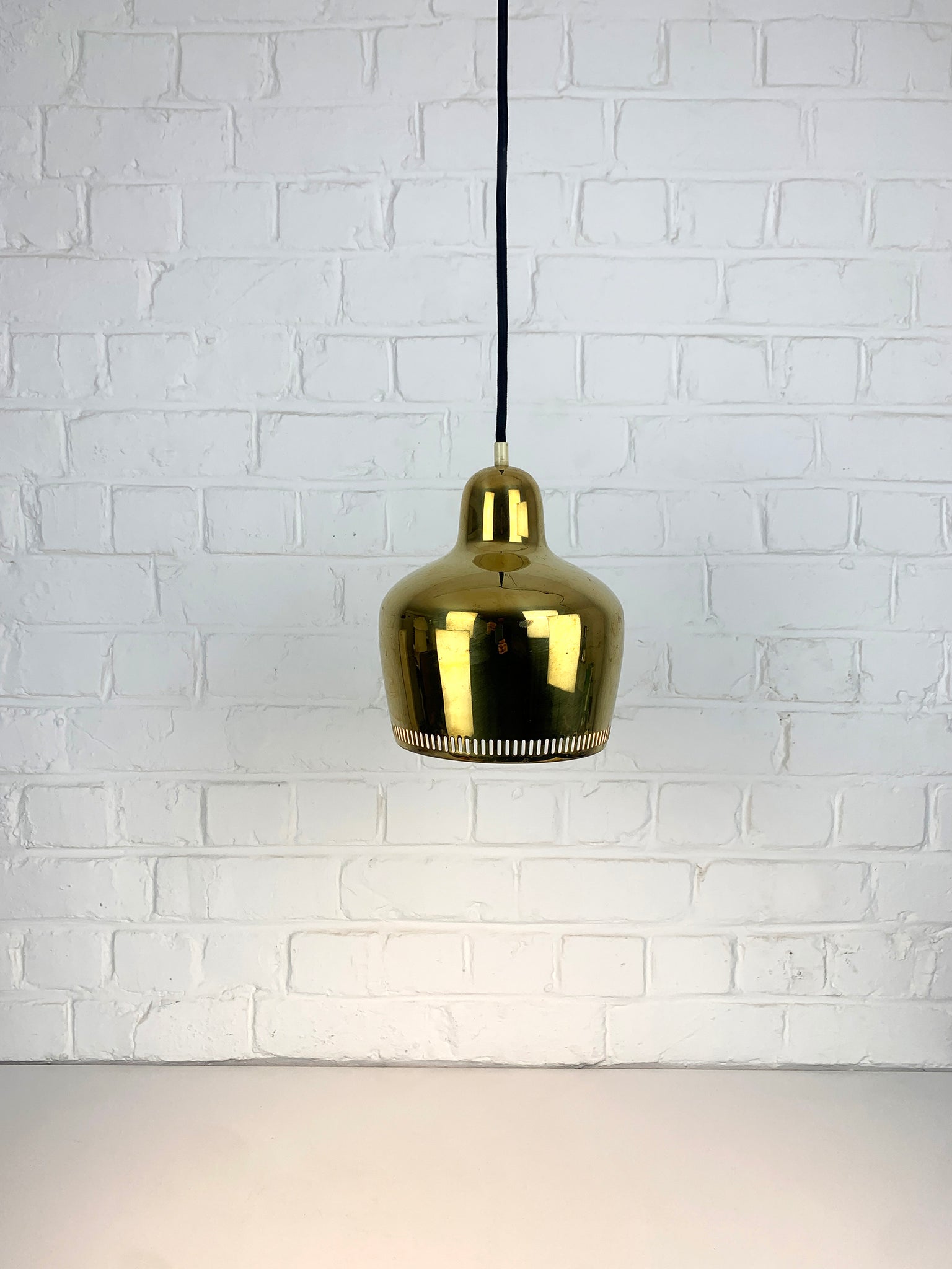 Golden Bell Pendant Lamp in solid Brass Alvar Aalto for Louis Poulsen, 1950s