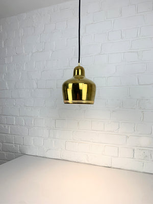 Golden Bell Pendant Lamp in solid Brass Alvar Aalto for Louis Poulsen, 1950s