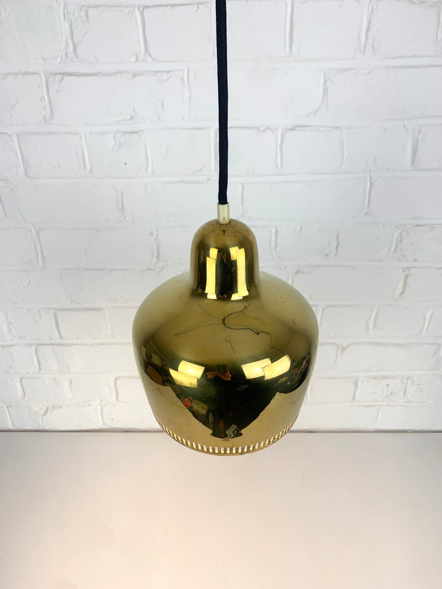Golden Bell Pendant Lamp in solid Brass Alvar Aalto for Louis Poulsen, 1950s