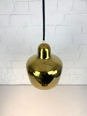 Golden Bell Pendant Lamp in solid Brass Alvar Aalto for Louis Poulsen, 1950s