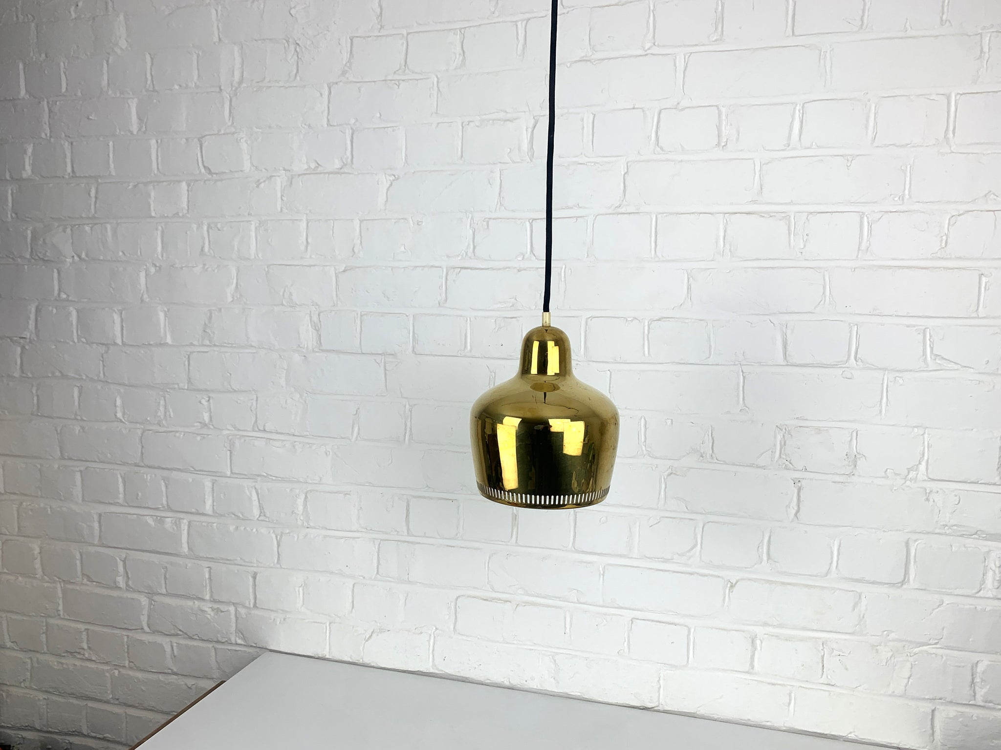 Golden Bell Pendant Lamp in solid Brass Alvar Aalto for Louis Poulsen, 1950s