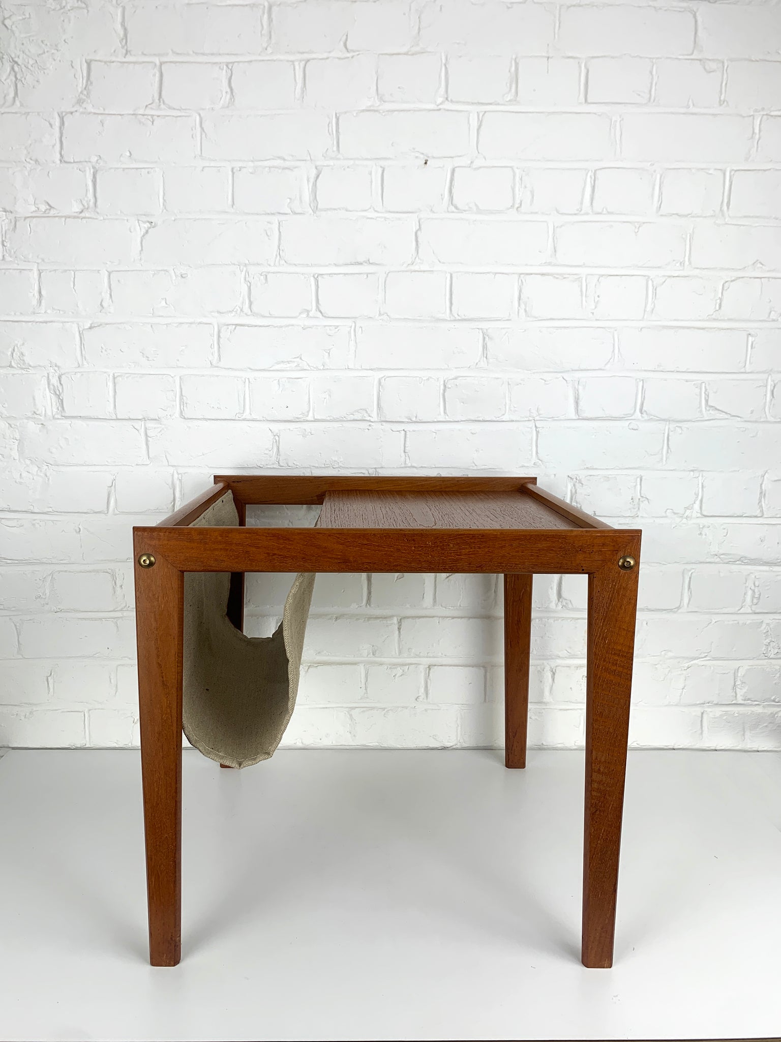 Danish Teak Side Table with Magazine Holder, 1960s Mid-Century