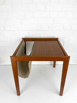 Danish Teak Side Table with Magazine Holder, 1960s Mid-Century
