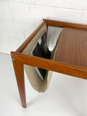 Danish Teak Side Table with Magazine Holder, 1960s Mid-Century