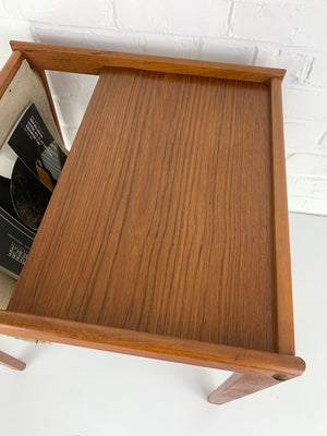 Danish Teak Side Table with Magazine Holder, 1960s Mid-Century