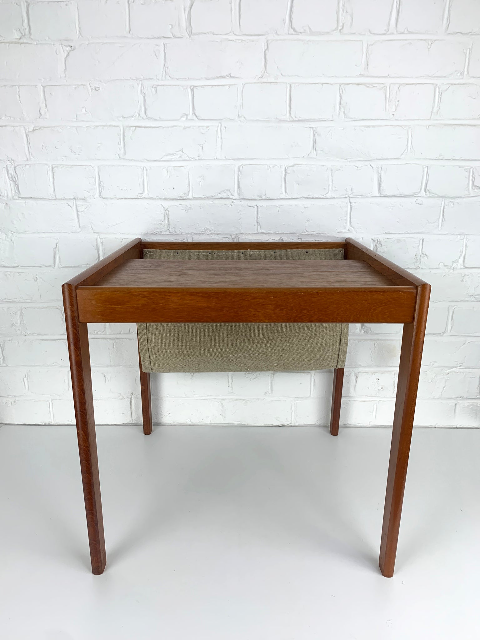 Danish Teak Side Table with Magazine Holder, 1960s Mid-Century