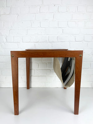 Danish Teak Side Table with Magazine Holder, 1960s Mid-Century