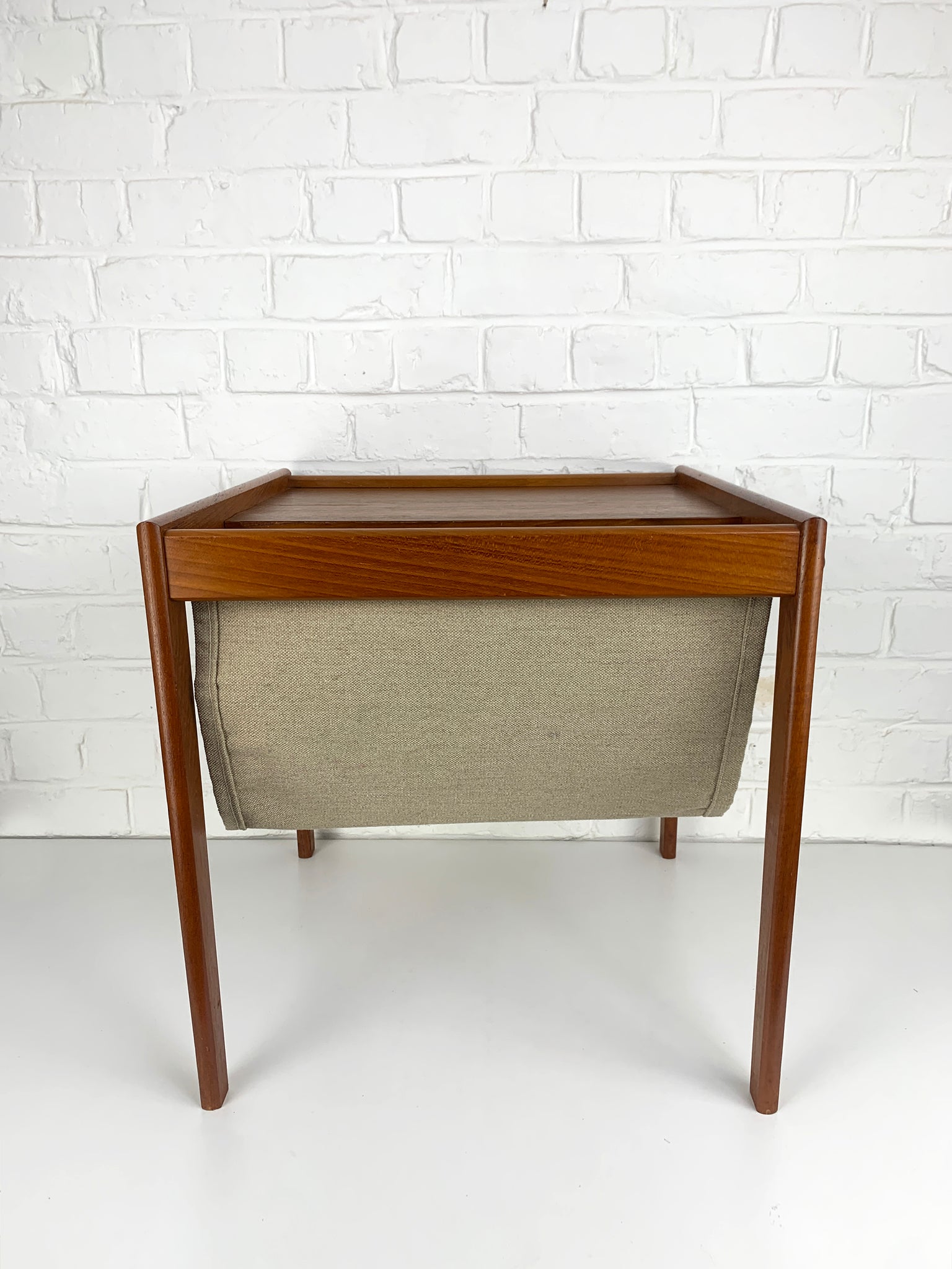 Danish Teak Side Table with Magazine Holder, 1960s Mid-Century