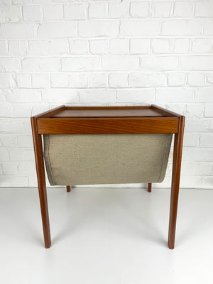 Danish Teak Side Table with Magazine Holder, 1960s Mid-Century