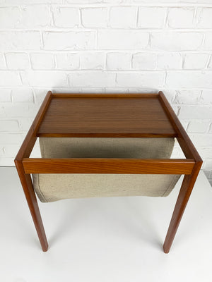 Danish Teak Side Table with Magazine Holder, 1960s Mid-Century