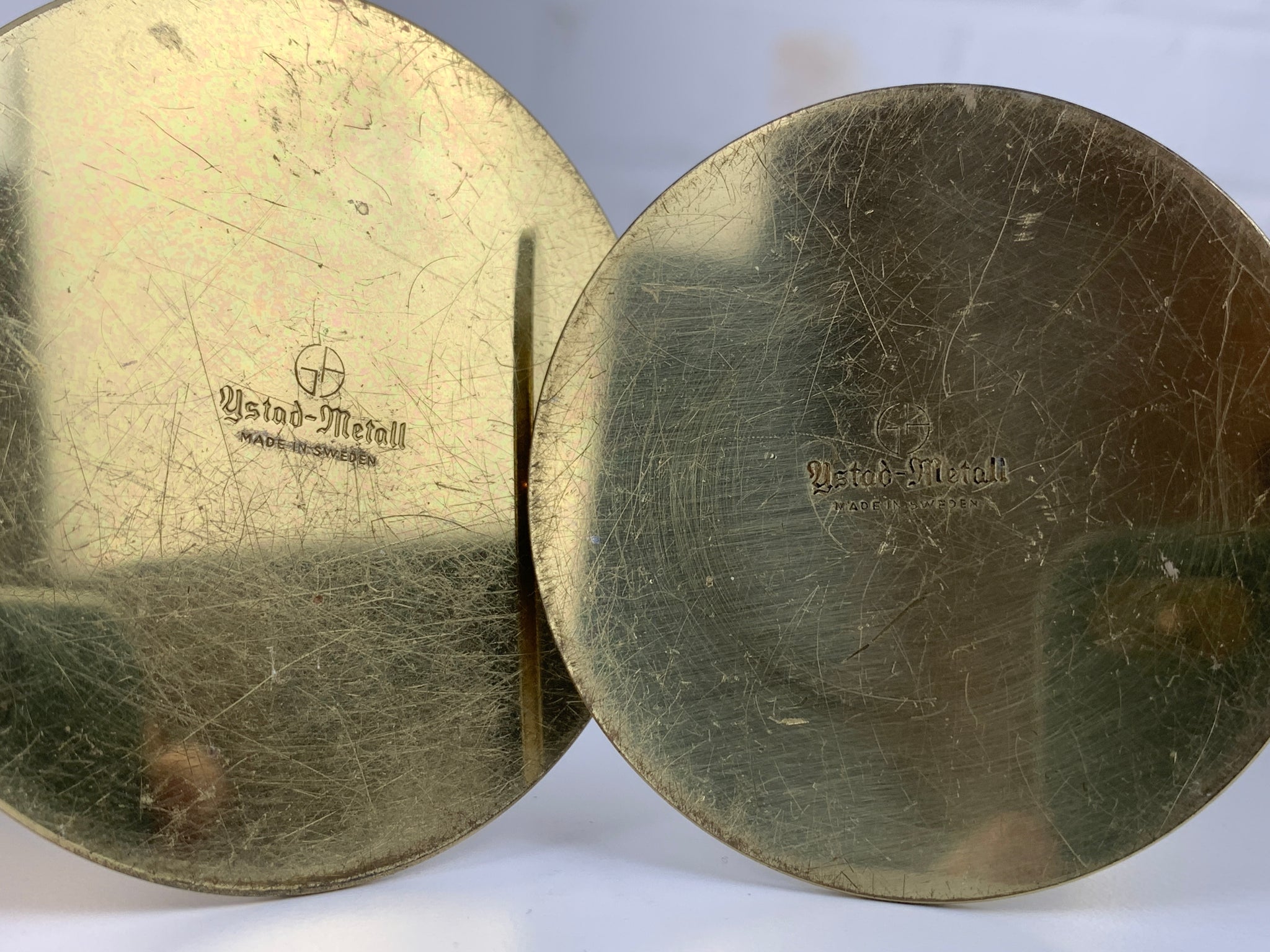 Set of 10 Brass Scandinavian Candlesticks by Gunnar Ander, Ystad Metall Sweden 1950