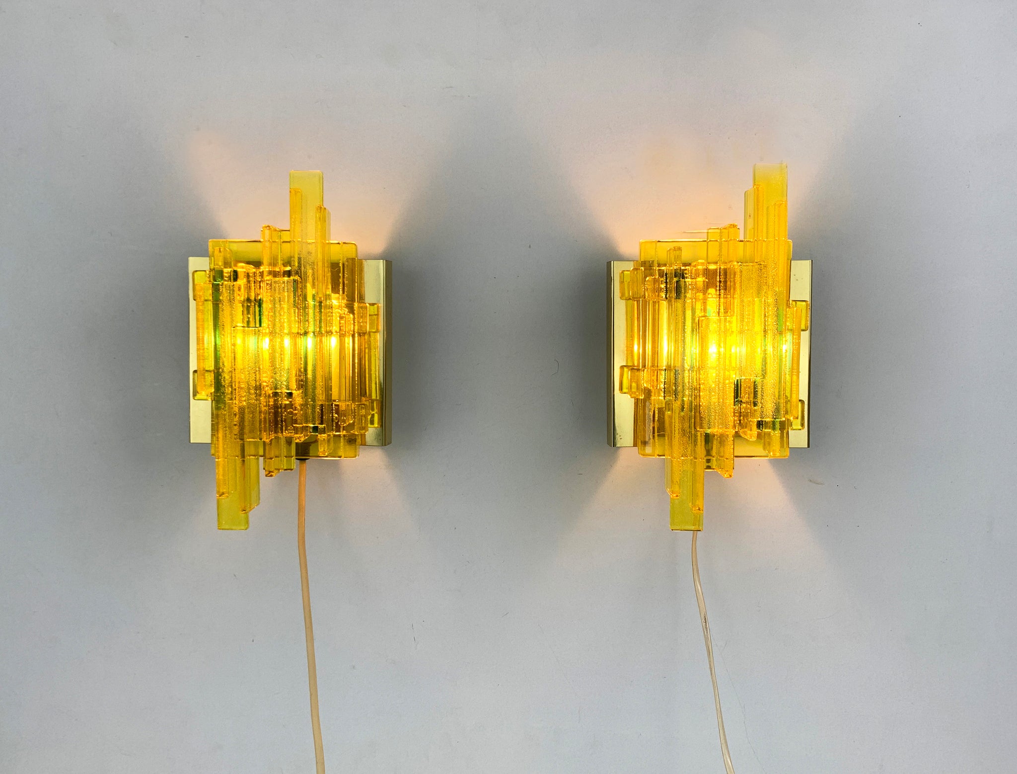 Pair Brutalist Wall Lights, Claus Bolby for Cebo Industri, Denmark, 1970s