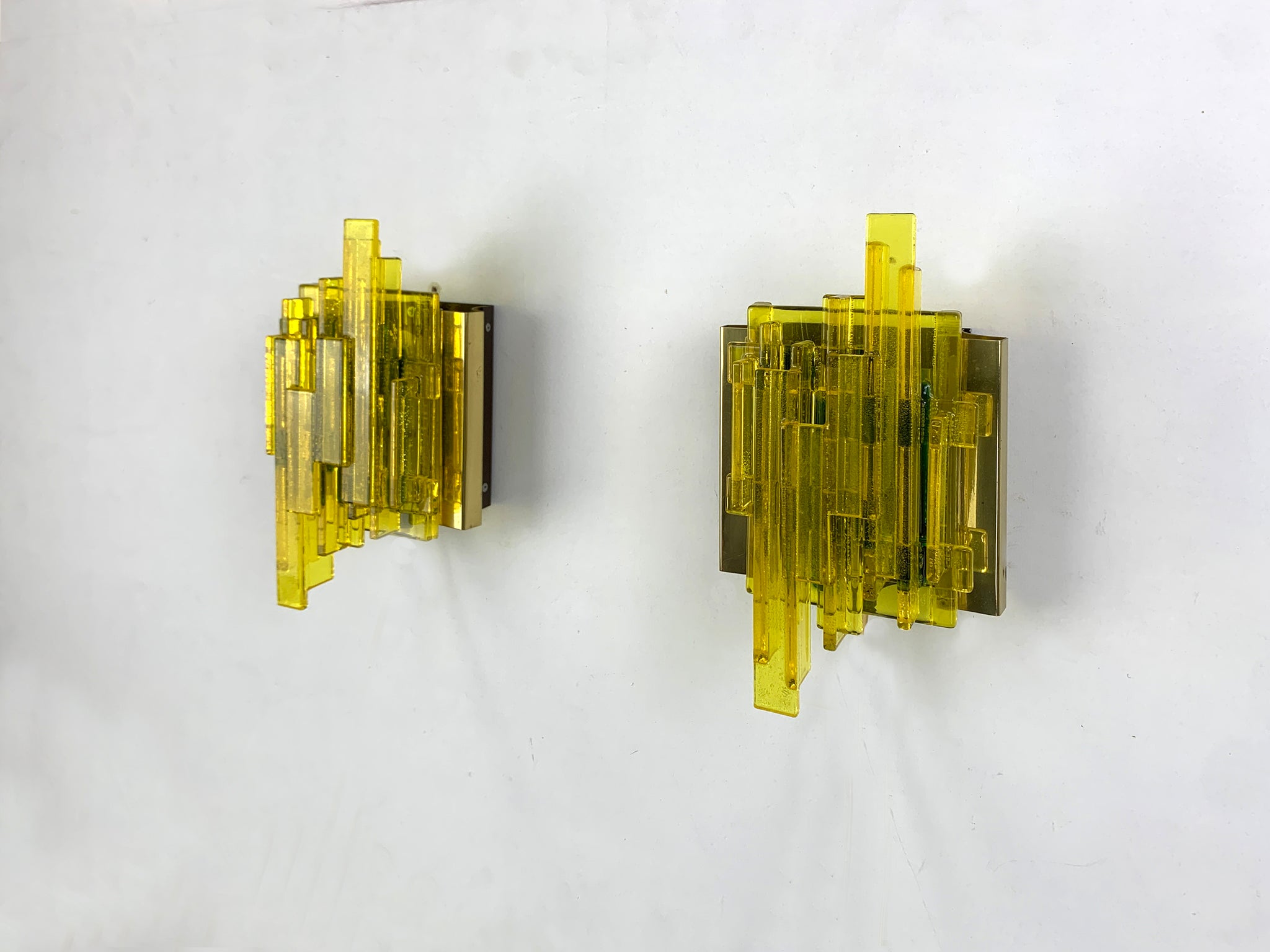 Pair Brutalist Wall Lights, Claus Bolby for Cebo Industri, Denmark, 1970s
