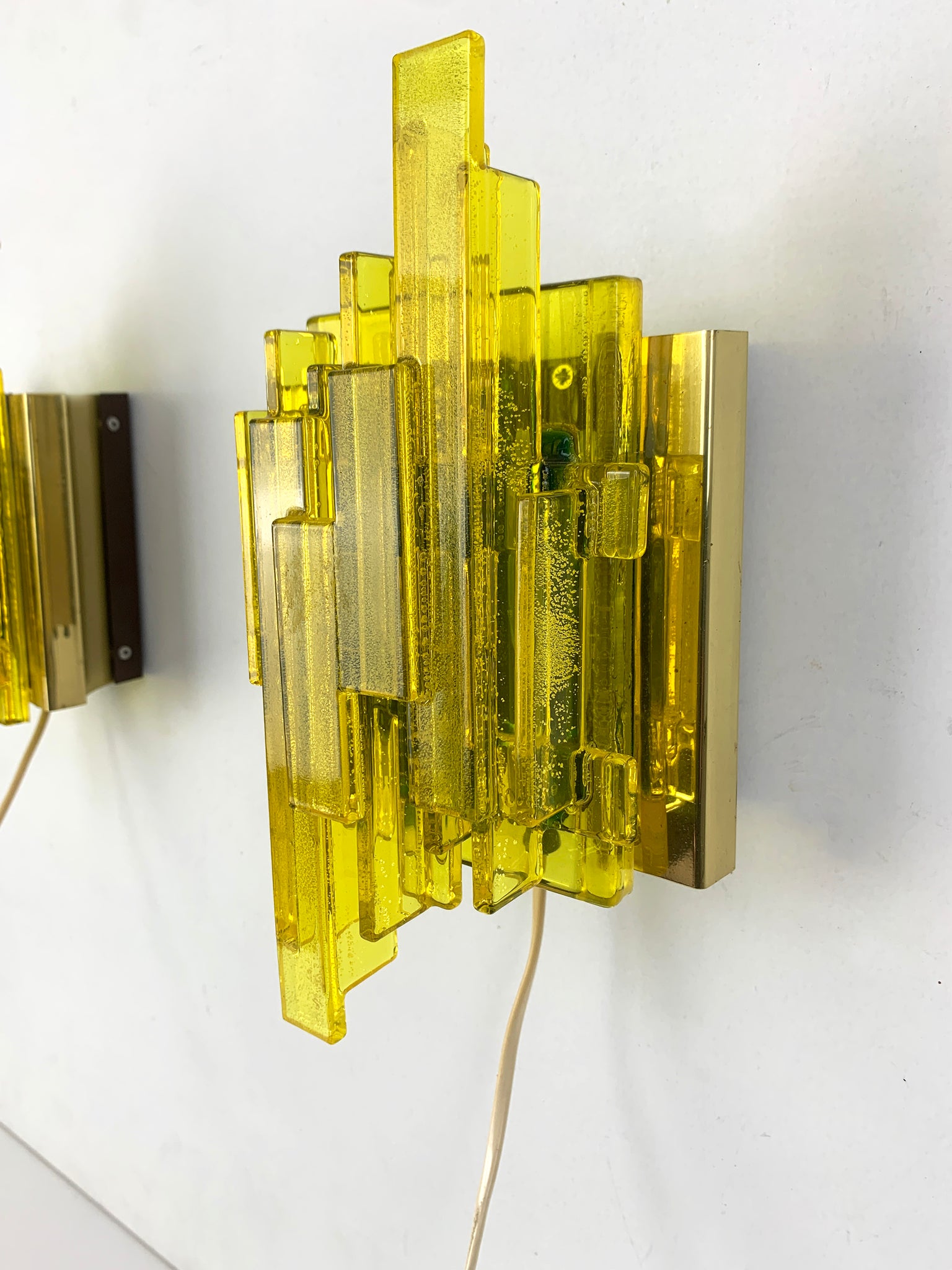 Pair Brutalist Wall Lights, Claus Bolby for Cebo Industri, Denmark, 1970s