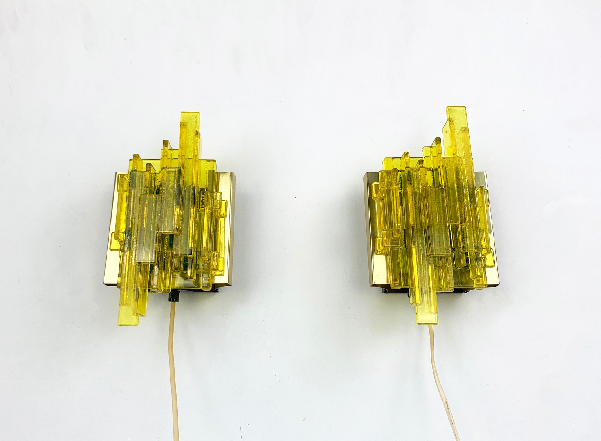 Pair Brutalist Wall Lights, Claus Bolby for Cebo Industri, Denmark, 1970s