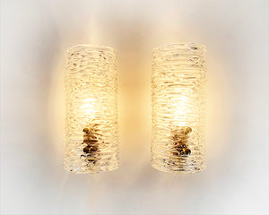 Pair Swedish Glass Wall Light Model 8493 by Carl Fagerlund for Orrefors, 1960s