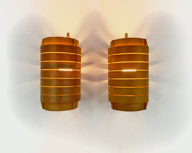 Pair V-156 Wall Lamps in Pinewood, Hans-Agne Jakobsson for AB Markaryd, 1960s