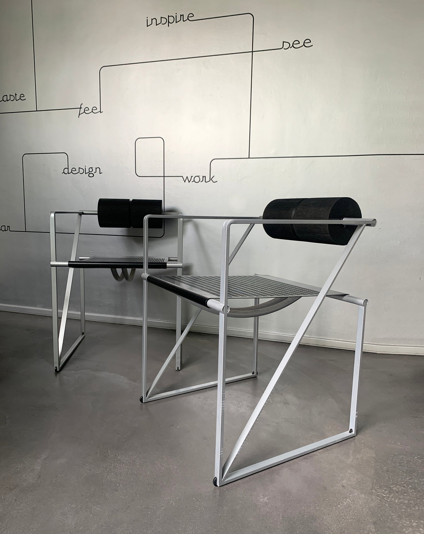 Pair Postmodern Seconda armchairs by Mario Botta for Alias, 1980s, Set of 2