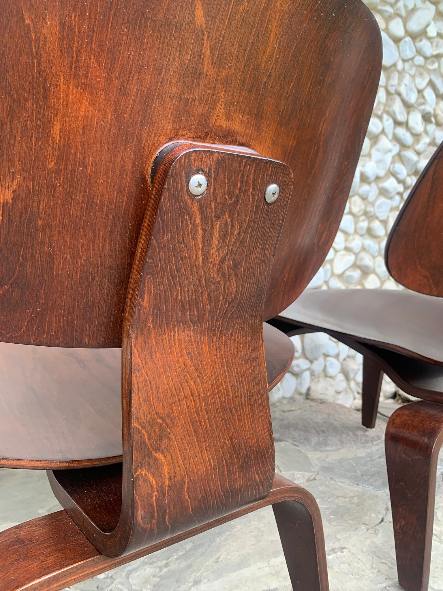 Pair LCW Lounge Chairs Wood Walnut, Charles & Ray Eames Evans / Herman Miller 1948-49