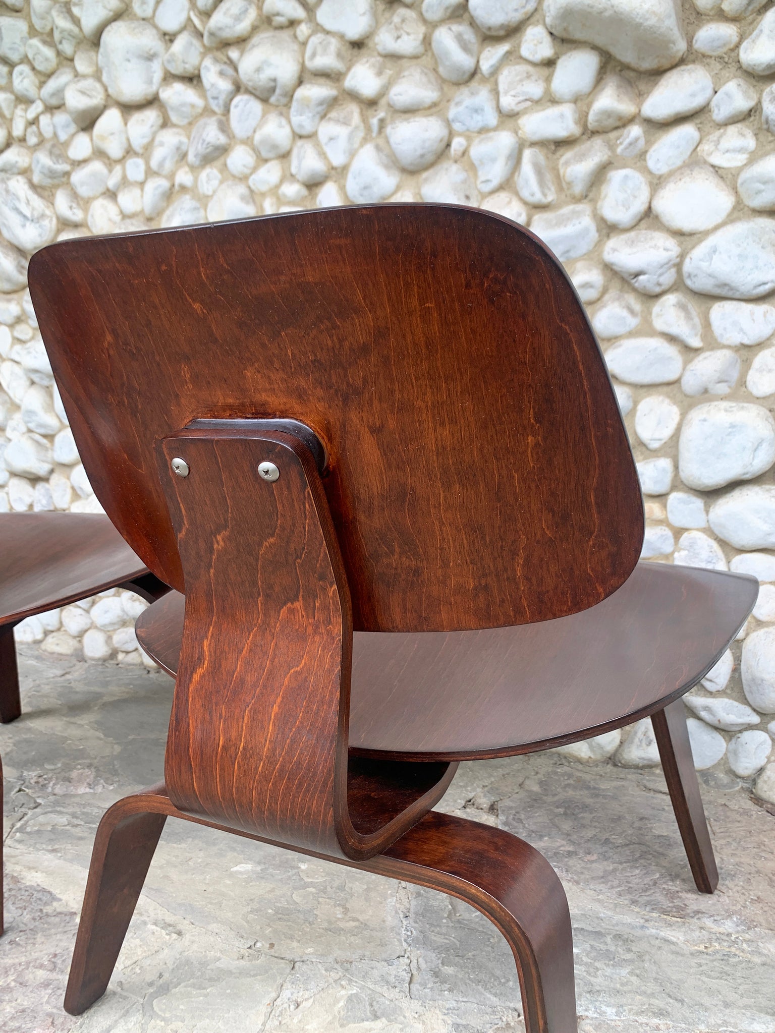 Pair LCW Lounge Chairs Wood Walnut, Charles & Ray Eames Evans / Herman Miller 1948-49