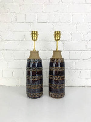 Pair tall Søholm Stentøj Stoneware table lamps Erling Mortensen Denmark 1960