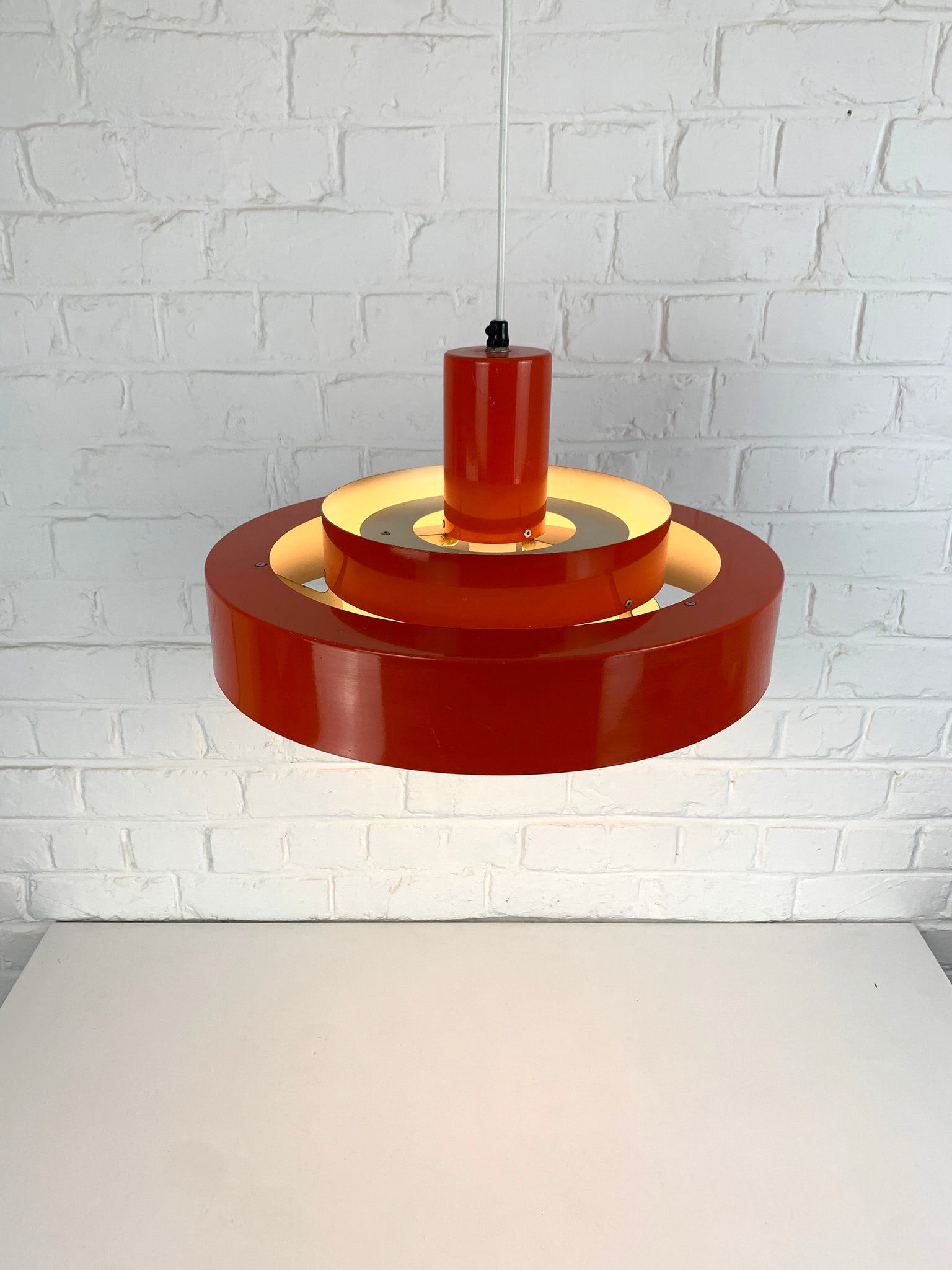 Red Equator Pendant Lamp by Jo Hammerborg for Fog & Mørup, 1960s