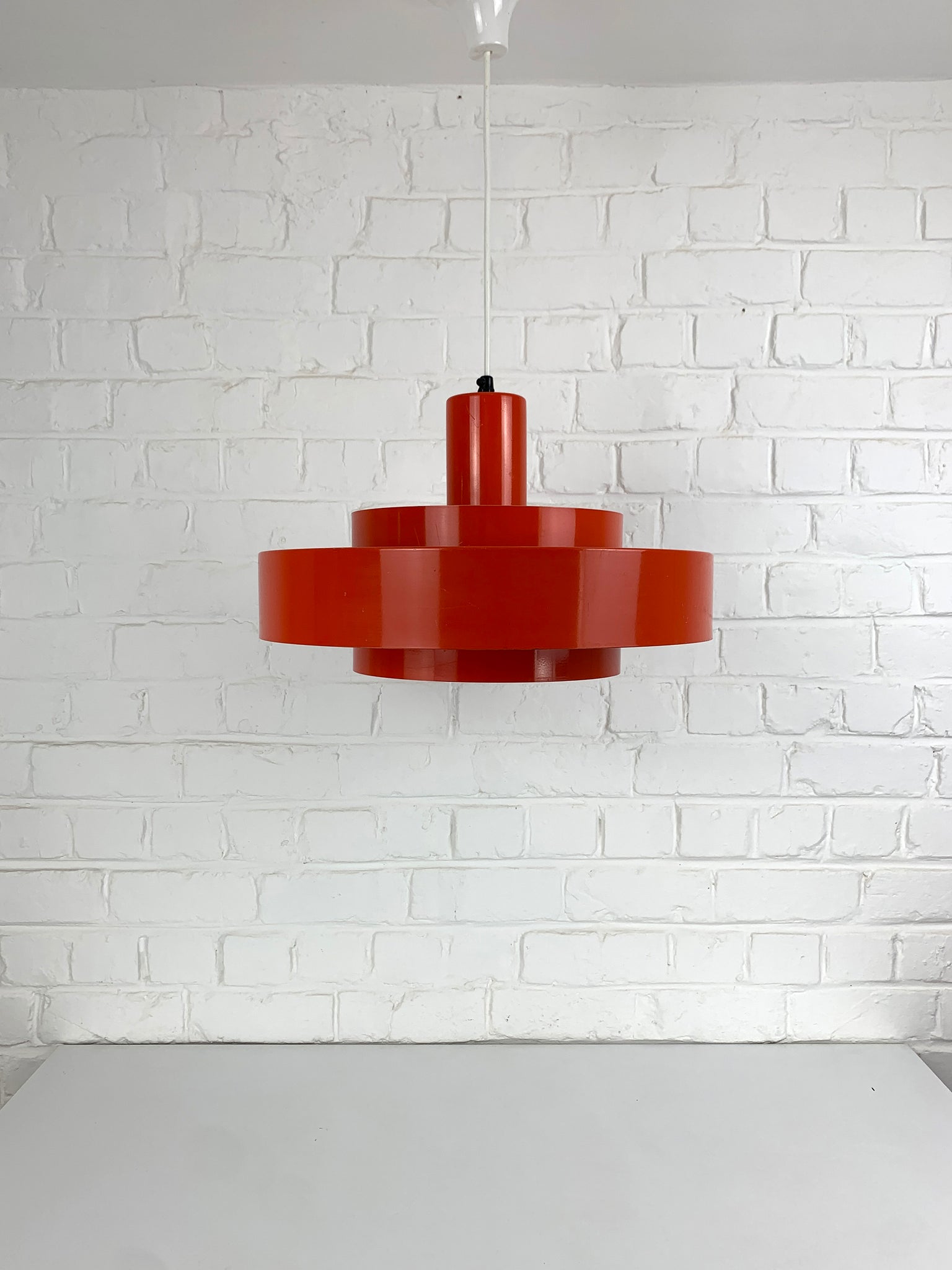 Red Equator Pendant Lamp by Jo Hammerborg for Fog & Mørup, 1960s
