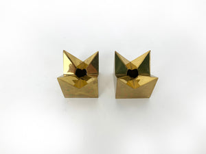 Pair Candleholders 'Crown' in Brass Design Pierre Forsell for Skultuna Sweden 1960s