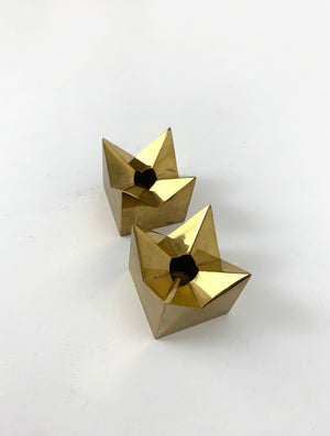 Pair Candleholders 'Crown' in Brass Design Pierre Forsell for Skultuna Sweden 1960s