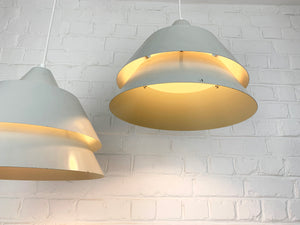 Pair light grey Zone Pendant Lamps Jo Hammerborg for Fog & Mørup, 1960s