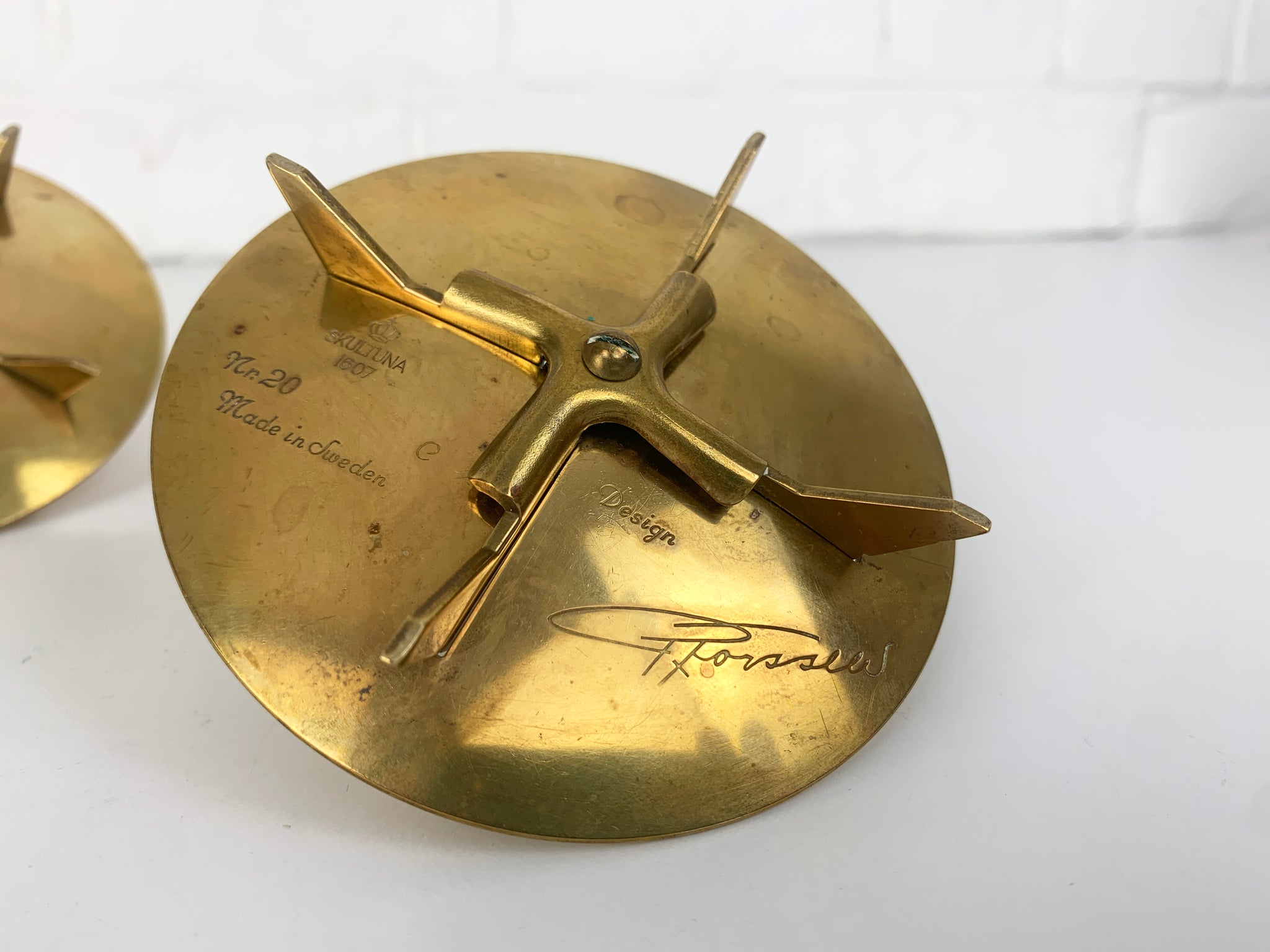 Pair Brass Candleholders Nr.20 by Pierre Forsell for Skultuna Sweden 1960s