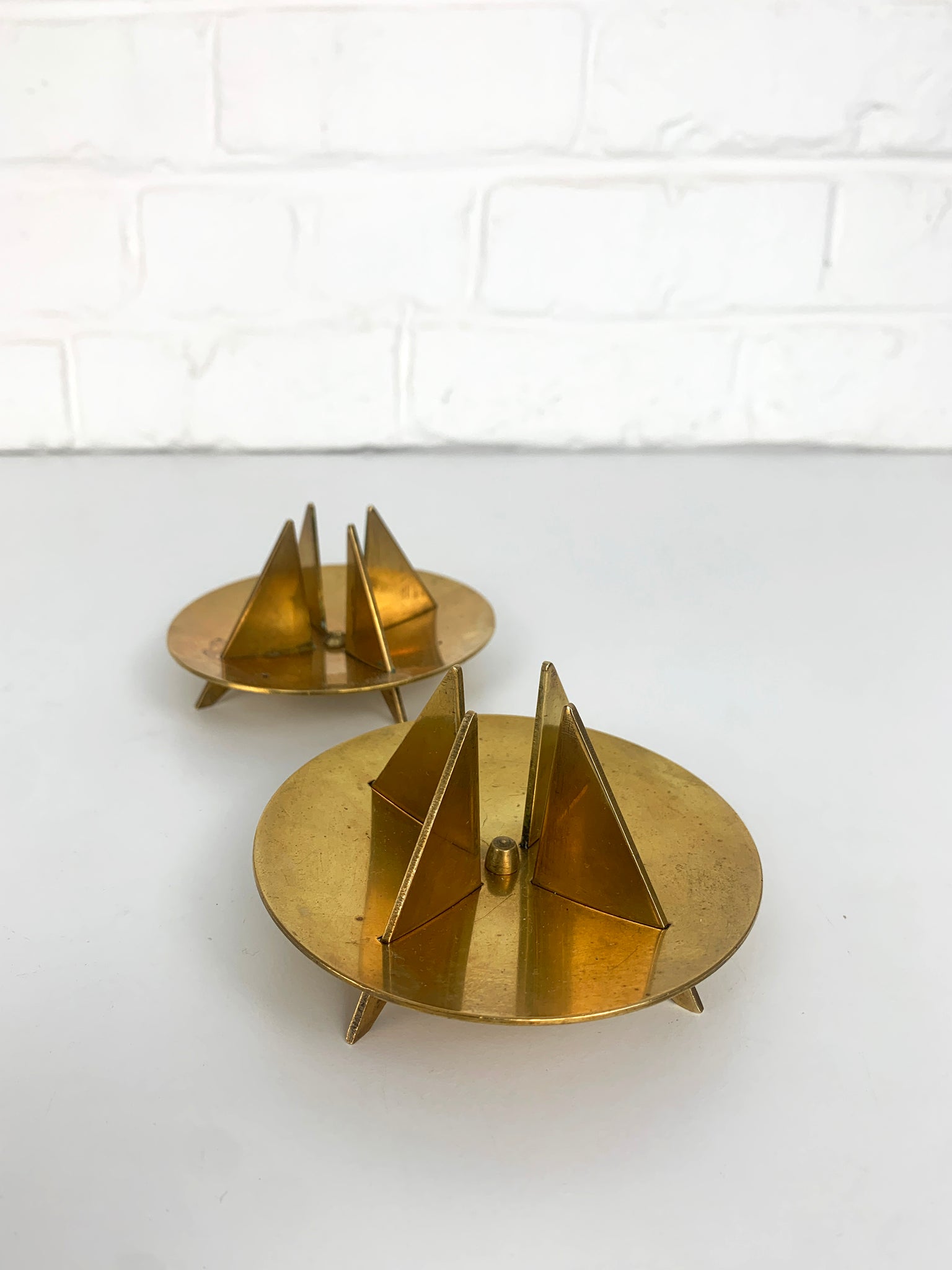 Pair Brass Candleholders Nr.20 by Pierre Forsell for Skultuna Sweden 1960s