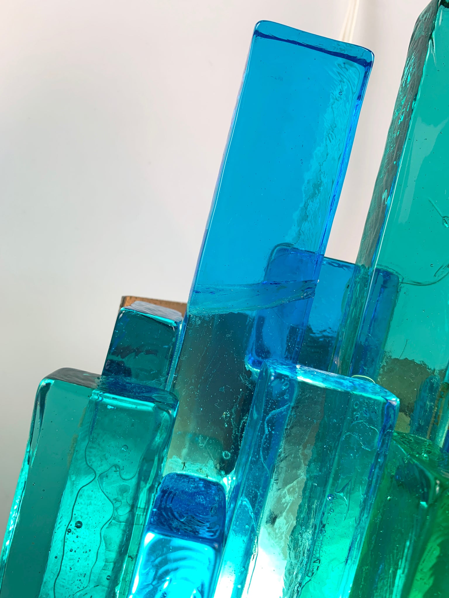 Pair of Blue Glass Wall Sconces by Svend Aage Holm-Sorensen, Denmark, 1960s