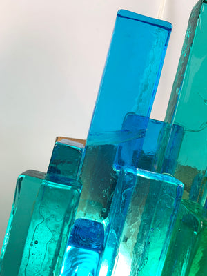 Pair of Blue Glass Wall Sconces by Svend Aage Holm-Sorensen, Denmark, 1960s