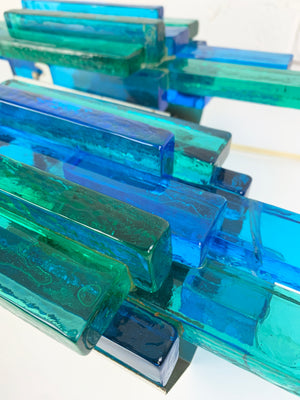 Pair of Blue Glass Wall Sconces by Svend Aage Holm-Sorensen, Denmark, 1960s