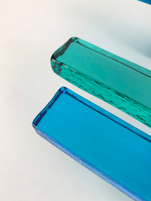 Pair of Blue Glass Wall Sconces by Svend Aage Holm-Sorensen, Denmark, 1960s