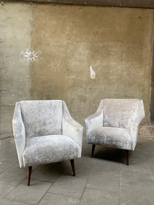 Carlo de Carli Lounge Chairs 1950s upholstered in Fendi Casa Velvet, Pair