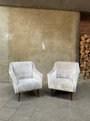 Carlo de Carli Lounge Chairs 1950s upholstered in Fendi Casa Velvet, Pair