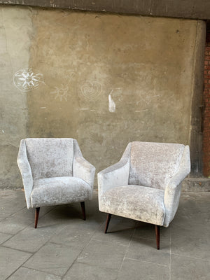 Carlo de Carli Lounge Chairs 1950s upholstered in Fendi Casa Velvet, Pair