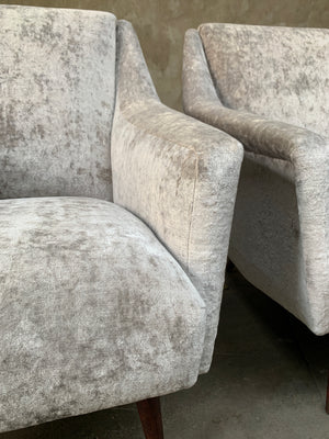 Carlo de Carli Lounge Chairs 1950s upholstered in Fendi Casa Velvet, Pair
