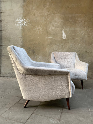 Carlo de Carli Lounge Chairs 1950s upholstered in Fendi Casa Velvet, Pair