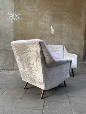 Carlo de Carli Lounge Chairs 1950s upholstered in Fendi Casa Velvet, Pair